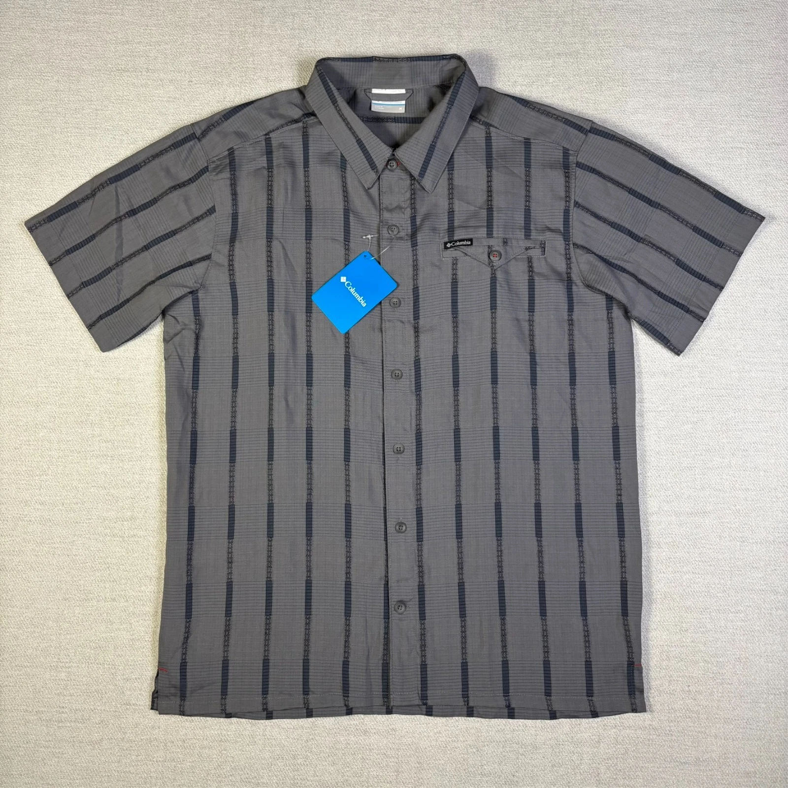 Columbia Button Up Mens Medium Lakeside Trail Shirt Short Sleeve New Tags $65
