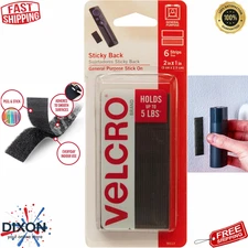 Hook & Loop Adhesive Strips 2x1 inch Black 6 Pack Strong Hold for Home Office