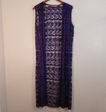 Y2K Whimsigoth Purple Sparkly Lace Duster Size L Sheer Gothic Witchy Cardigan