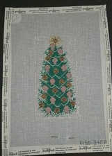 Hand Painted Needlepoint Sparkle Canvas-Sea Shell Christmas Tree-18 Mesh-6 x3