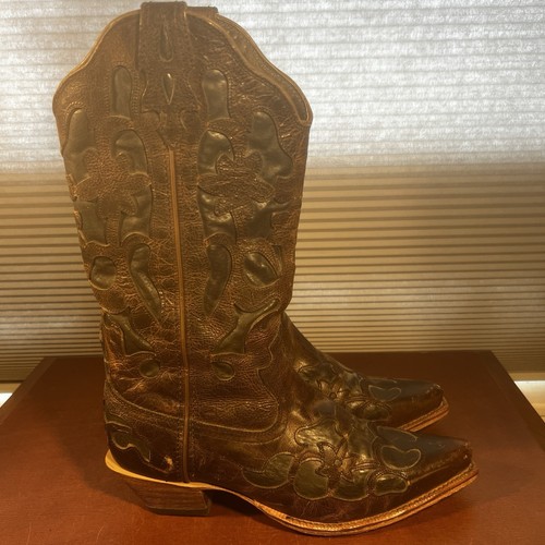 Twisted X Cowboy Boots Women's Sz 7.5B Brown With Black Inset Floral Steppin Out - Picture 9 of 20