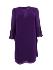 Vince Camuto Women's Fluttery Bell-Sleeve Dress (4, Aubergine) 828659750943