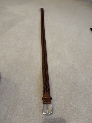 MENS 100% ITALIAN CALF LEATHER BELT BROWN L / XL - Imagen 10 de 10