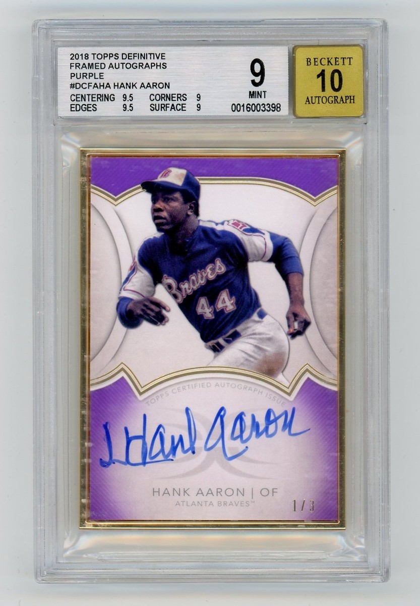 2018 Topps Definitive Purple Hank Aaron #DCFA-HA Auto 1/1 BGS 9