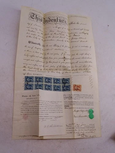 Antique 1863 Civil War Era Warranty Deed Letter Revenue Stamp Milwaukee WI Vtg
