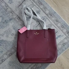NWT Kate Spade Saffiano Leather Daily Tote Zip Top Bag Deep Berry