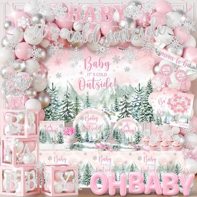 Winter Baby Shower Decorations Girl, Pink Baby It's Cold Outside Baby Shower ...
