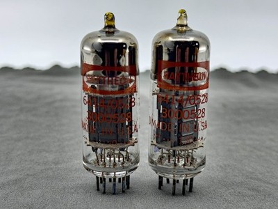 NOS Pair Raytheon JAN-CRP-6414 Mil Spec Tubes Black Plates 3x Micas Tests NOS