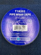  QTY 2 Jones Stephens T18202: 2" x 100ft Pipe Wrap Tape Black With PVC Backing