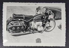 1958 BMW Motorcycle Snapshot Photo Vintage Boxer Studded Saddlebags Gearhead