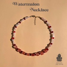 Watermalon & Rose Quartz Handmade Necklace | ...