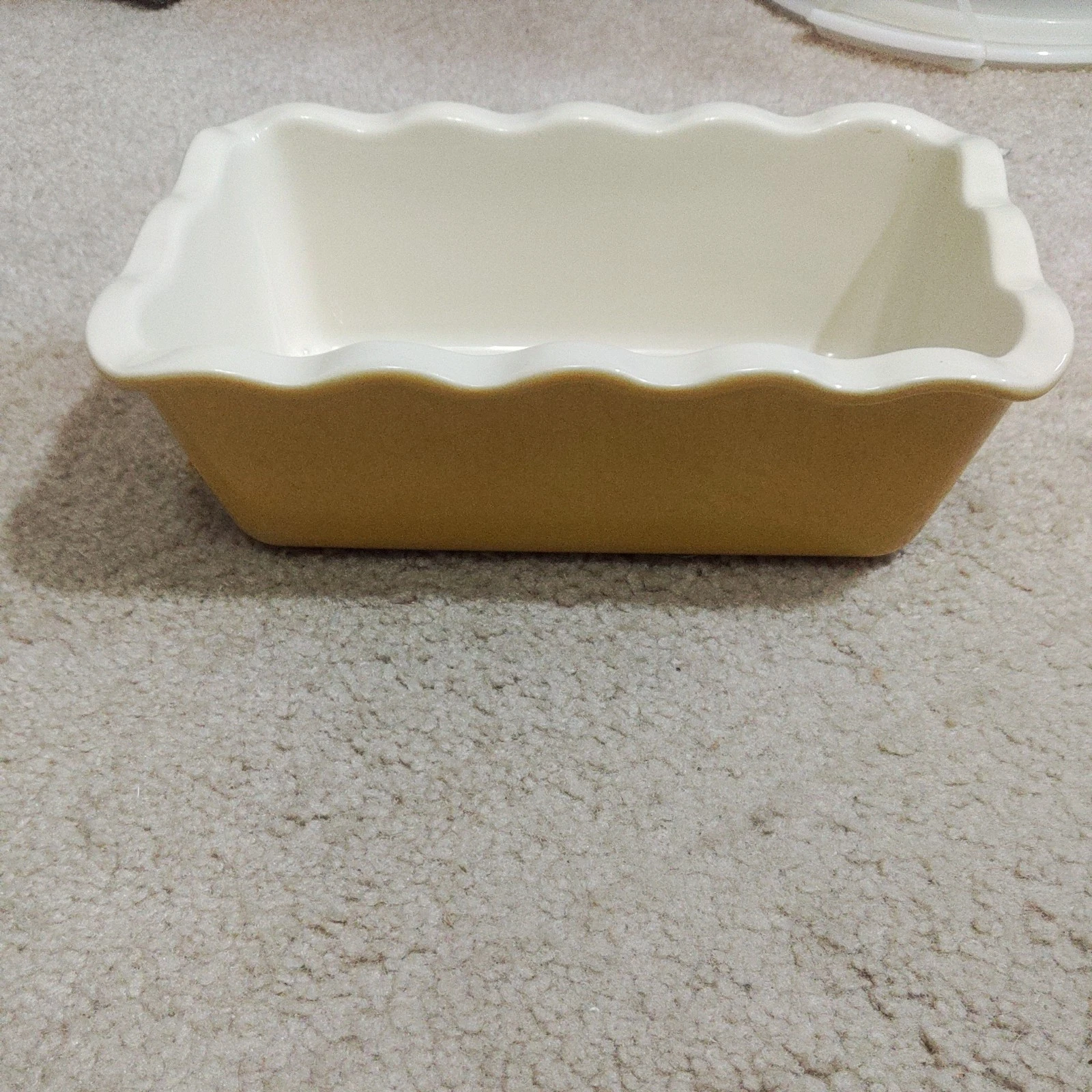 Emile Henry Loaf Pan Yellow 61.64 Ruffled Bread Baking Dish France 1002 8x4/12"