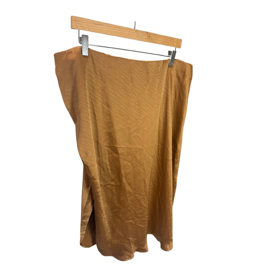 Falda Lane Bryant Dorada Satén Talla Grande 20 Cortina Frontal Midi Carrera Fiesta Foto 2 de 4