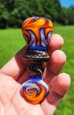 Pipa Chillum de vidrio Fire & Ice Linework hecha en EE. UU.