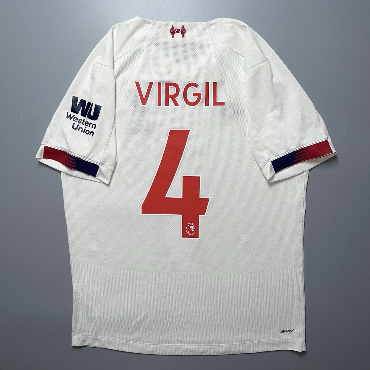 LIVERPOOL NEW BALANCE 2019/2020 SOCCER AWAY JERSEY #4 VIRGIL SIZE