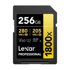Lexar 256GB Professional 1800x UHS-II SDXC Memory Card GOLD Series 