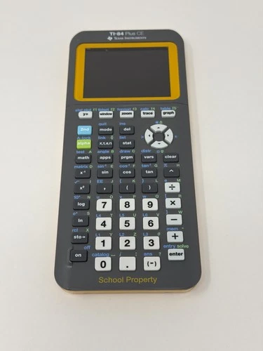 Texas Instruments TI-84 Plus CE Graphing Calculator Yellow Gray School Good