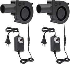 2Pcs 97mm x 33mm BBQ Fan 12V Blower with 110V/120V Variable Speed Controller Cen