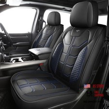 Chevy Silverado Seat Covers - Custom Fit for GMC Sierra, Front Black-Blueline