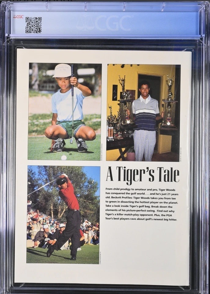CUBIERTA DE NOVATO TIGER WOODS PRIMERA BECKETT EE. UU. GOLF RARA 1997 CGC 8,0 Foto 2 de 2