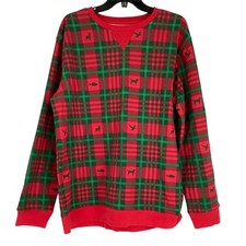 Magellan Outdoors Men's LG Red Long Sleeve Holiday Fleece Crew Sweatshirt B18-2