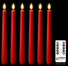 6PCS Flameless Taper Candles Light Flickering Battery Operated with Remote Timer