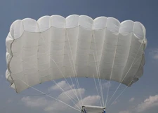 Cirrus 230 sq ft skydiving parachute reserve - white 5 cell - mint shape