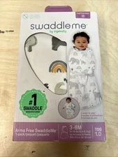 SwaddleMe by Ingenuity Arms Free Convertible Swaddle Wrap/Happy Elephants /3-6 M