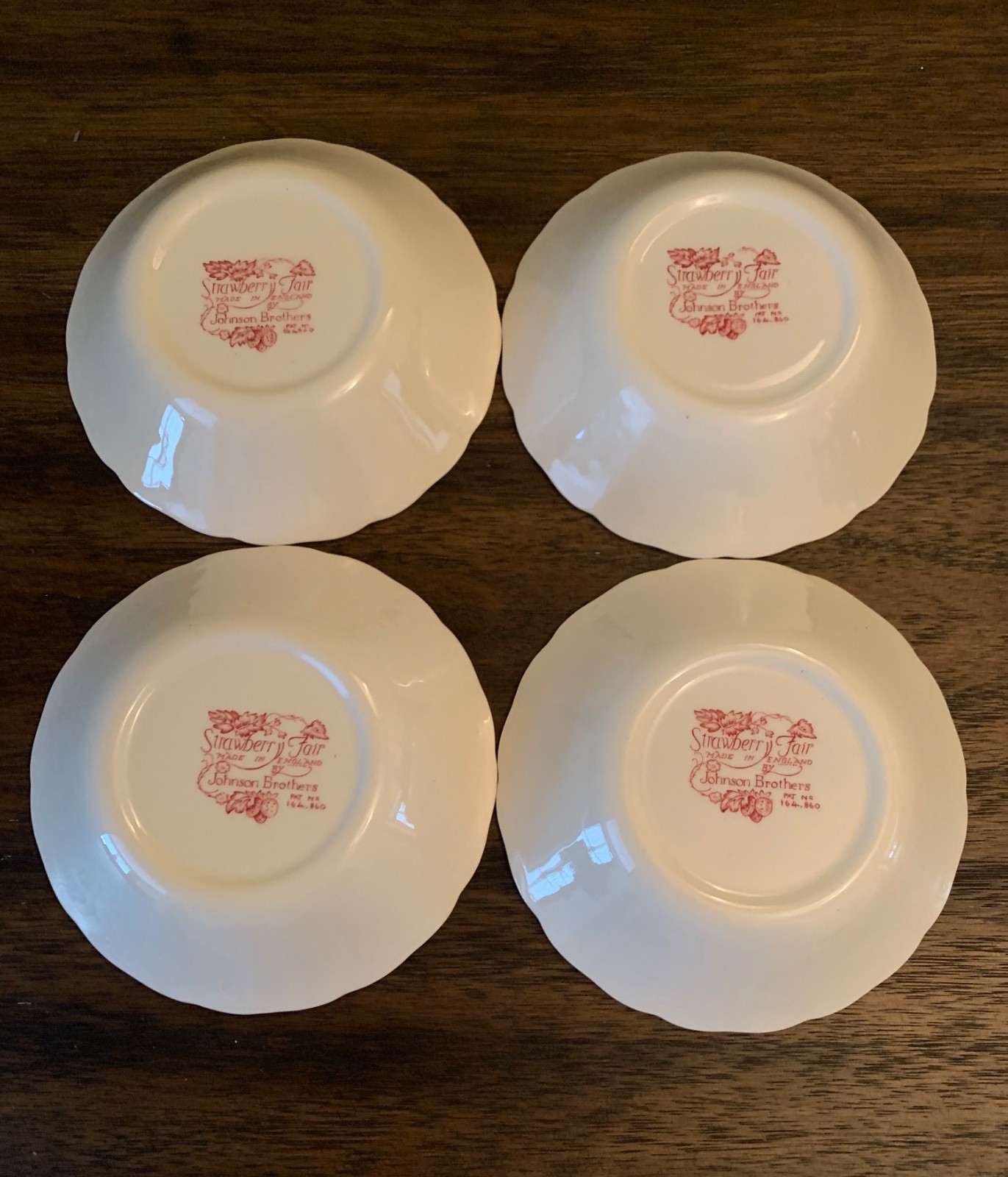 Johnson Brothers Strawberry Fair 5" Berry Dessert Fruit Bowls Set of 4  England