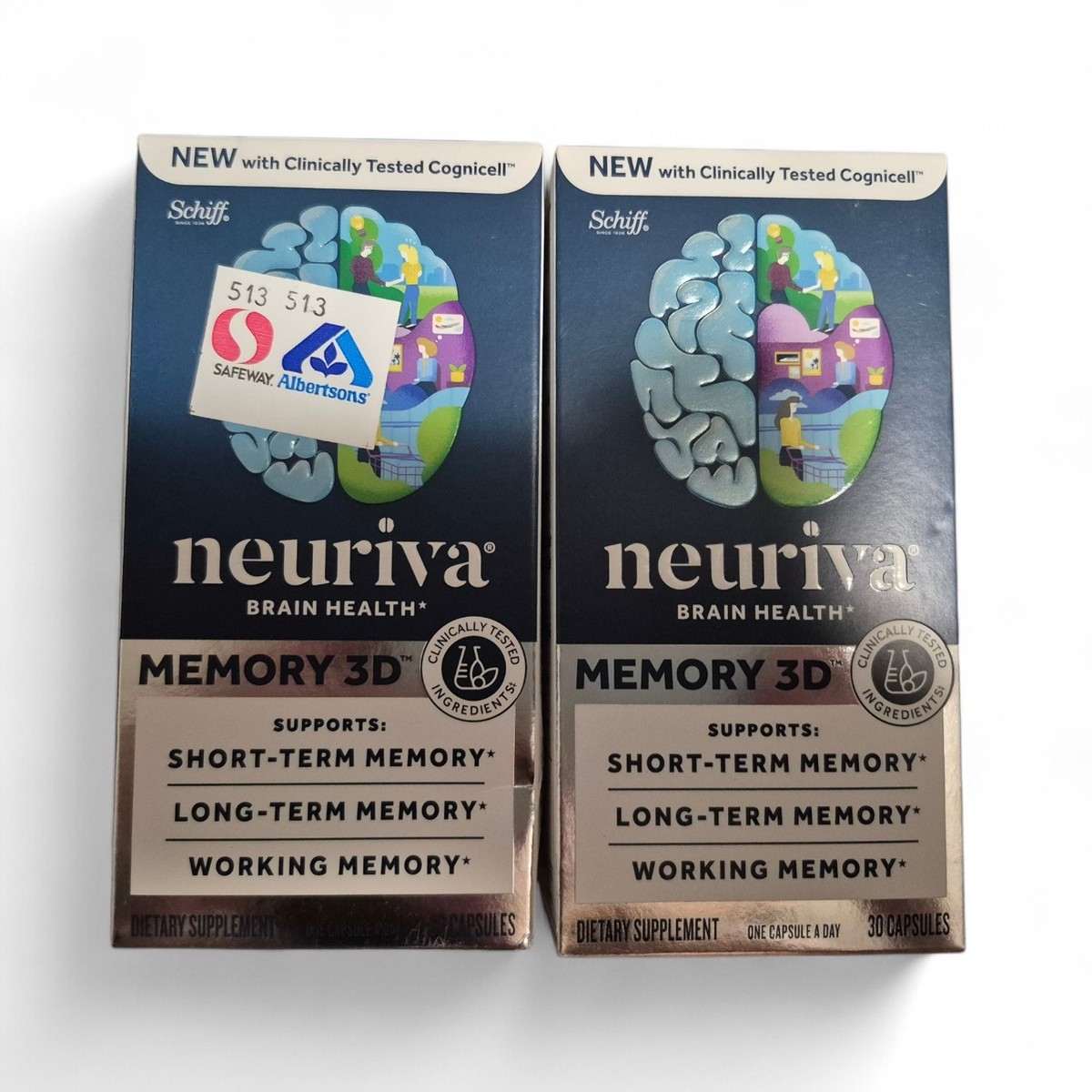 Lot Of 2 Neuriva Memory 3D Brain Health (30 Capsules) Exp 8/27 NEW
