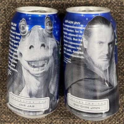 Pepsi Storm Lemon Lime * Star Wars Episode 1 Cans * Jar Jar Binks/Qui-Gon Jinn