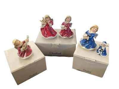 Goebel Lot of Five Christmas Angels Red and Blue With Boxes Germany Hummel