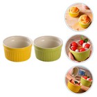 2Pcs Ceramics Baking Bowl Round Shape Kitchen Bowl Dessert Serving Dessert Bowl