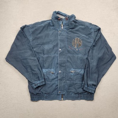 Belfe & Belfe Jacke Herren Übergang Bomber Gr. 50 M/L Blau Vintage Y2K Baumwolle