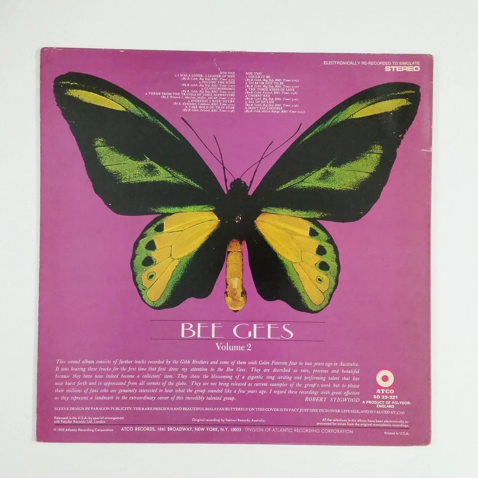 BEE GEES Rare Precious & Beautiful Vol 2 SD33321 WLPromo LP Vinyl VG++ Cover VG+ - Image 2 of 3