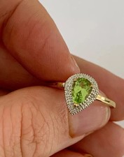 2CT Pear Lab Created Green Peridot Women's Wedding Ring 14K Yellow Gold Plated