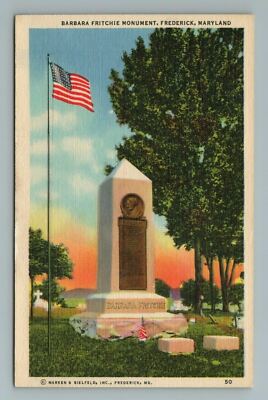 Barbara Fritchie Monument, Frederick, Maryland MD Postcard