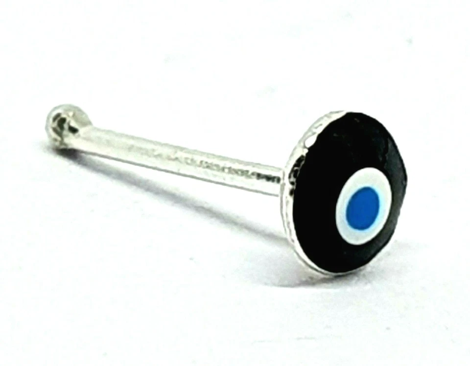 Smalto Naso Malocchio Borchia Nazar 22 g (0,6 mm) Argento 925 Boncuk Evil Eye... - Immagine 3 di 4