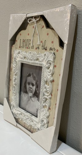 NOS Creme Rosa Punkte "Liebe liegt in der Luft" Foto Bilderrahmen Verziert 3,5" X 5" - Bild 4 von 6