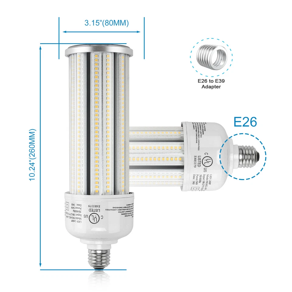 (2 PACK) LED Corn Light E26 E39 5000K Daylight Warehouse Factory High Bay Bulb - Image 2 of 4