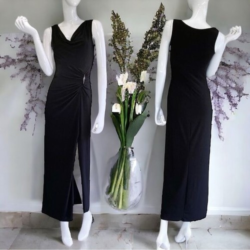 NEW Cache 90’s Y2K Maxi Length Dress with Silver Side Broach Women’s Size 6