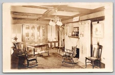 Postcard RPPC Interior View Vintage Living Room With Description on the Back