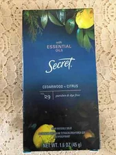 Secret Essential Oils No. 29 Cedarwood + Citrus Deodorant Exp 09/21 Discontinued
