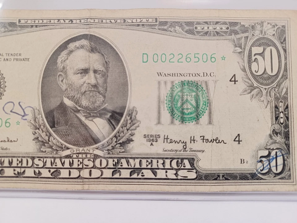 *1963 A $50 Dollar Bill *STAR NOTE* Cleveland D 00226506* - Image 3 of 4