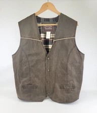 Cripple Creek Vest Mens Brown Cotton Western Snap Front Ranchwear Piped Yoke L