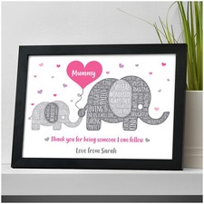 PERSONALISED Mummy Elephant Gifts Mum Nanny Birthday Gifts from Daughter Son