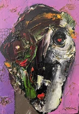 Original abstract painting oil on canvas board 5x7 in by Anastasiya Kimachenko