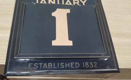 CALENDARIO PERPETUO UFFICIO METALLO DA APPENDERE A PARETE Bank of Nova Scotia Canada vintage - Foto 18 di 19