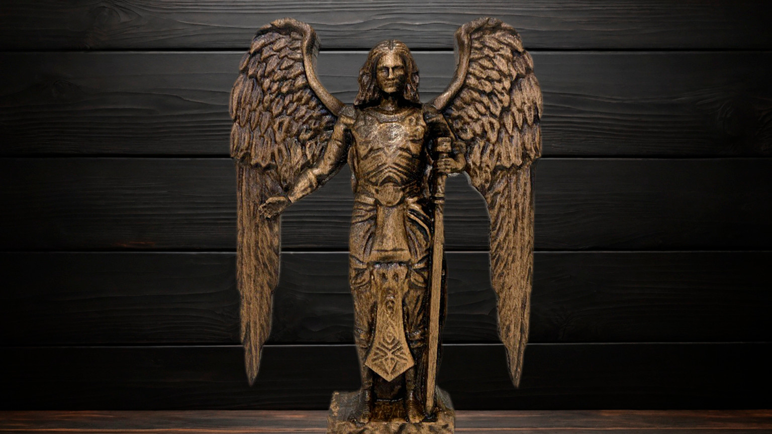 Archangel Raphael Wood Statue Handmade Statement Piece for Home Decor Archangel