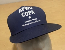 APWU COPA American Postal Workers Union Hat Blue Snapback Vintage Made USA